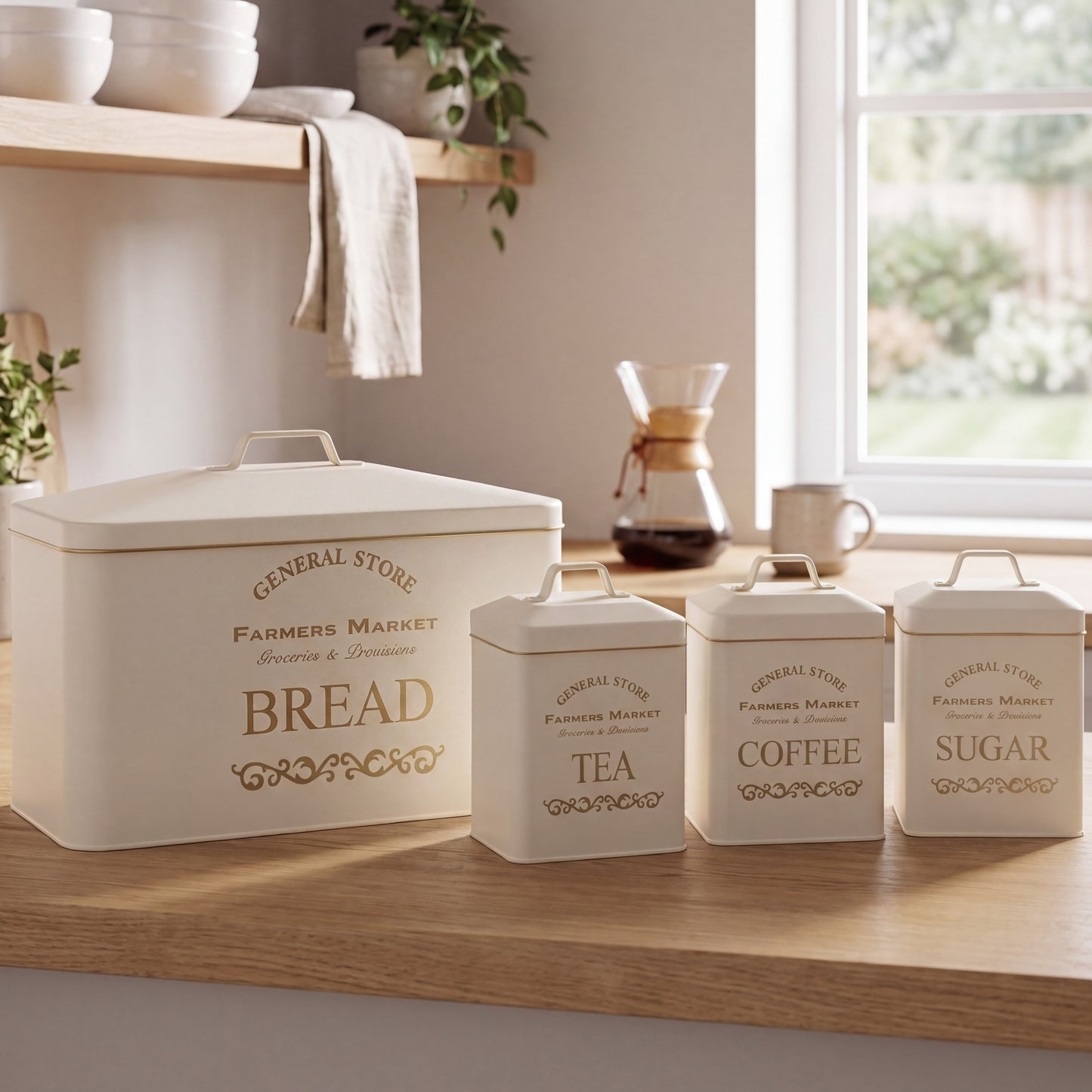 Vintage Farmhouse Metal Bread Bin – Set of 4
