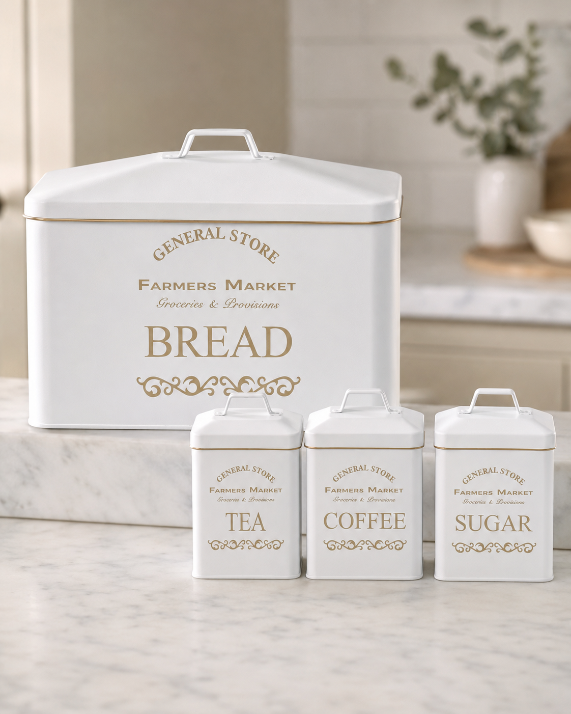 Vintage Farmhouse Metal Bread Bin – Set of 4
