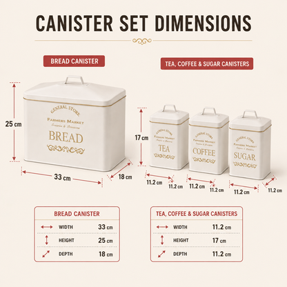 Vintage Farmhouse Metal Bread Bin – Set of 4