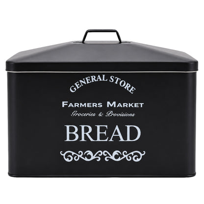 Vintage Farmhouse 4 Piece Black Bread Bin & Canister Set