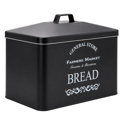 Vintage Farmhouse 4 Piece Black Bread Bin & Canister Set