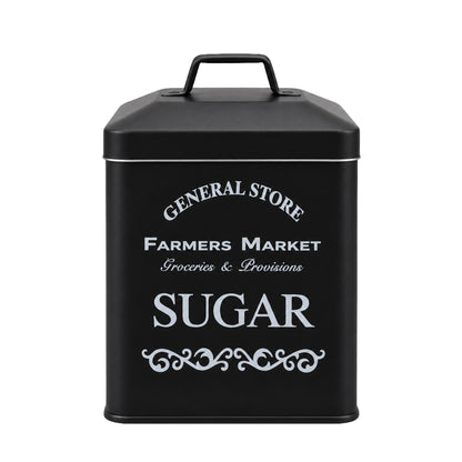 Vintage Farmhouse 4 Piece Black Bread Bin & Canister Set