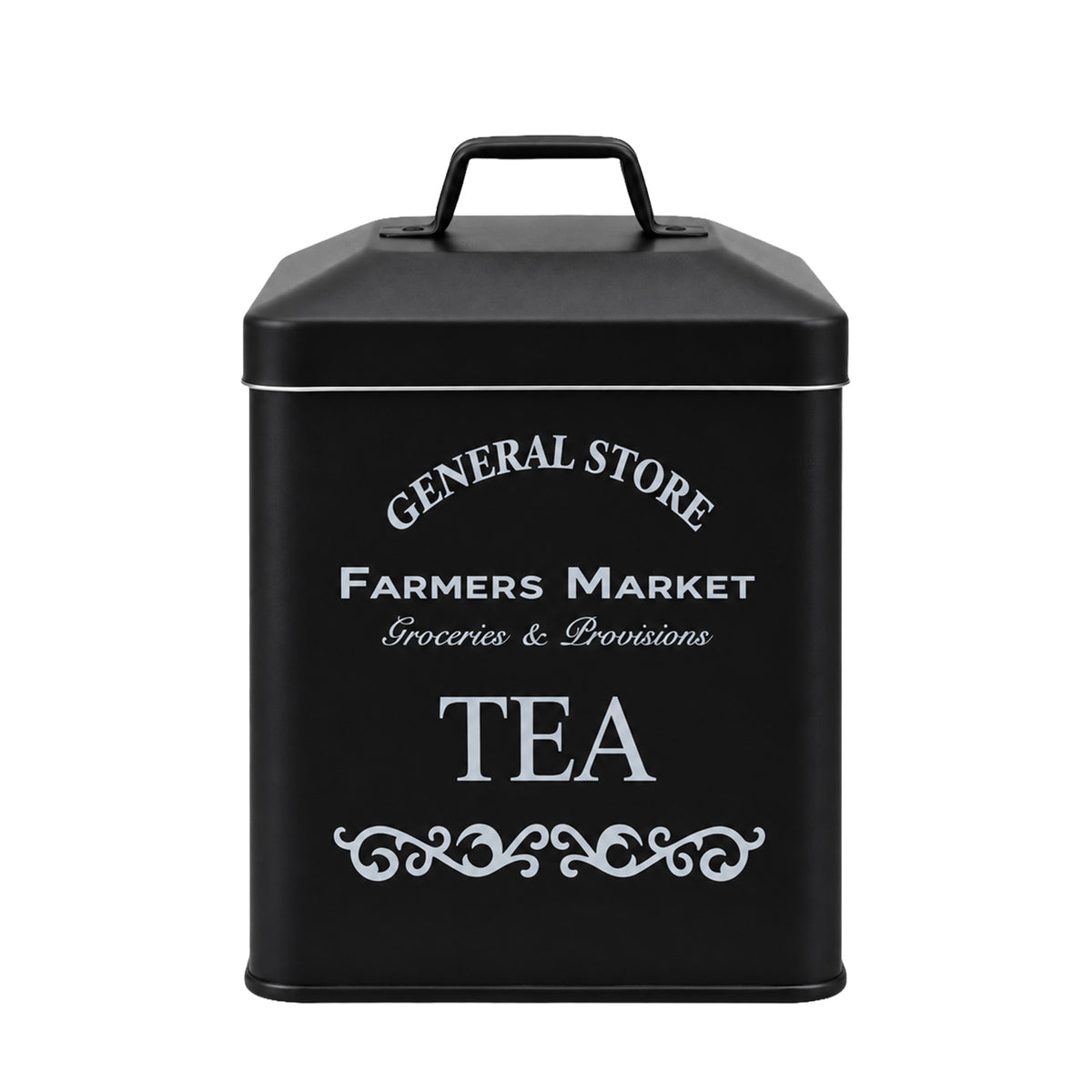 Vintage Farmhouse 4 Piece Black Bread Bin & Canister Set