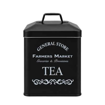 Vintage Farmhouse 4 Piece Black Bread Bin & Canister Set