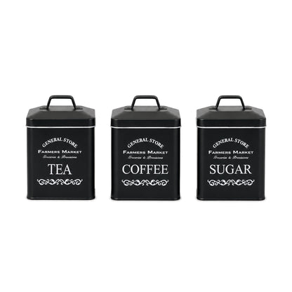 Black Vintage 4-Piece Kitchen Canister Set