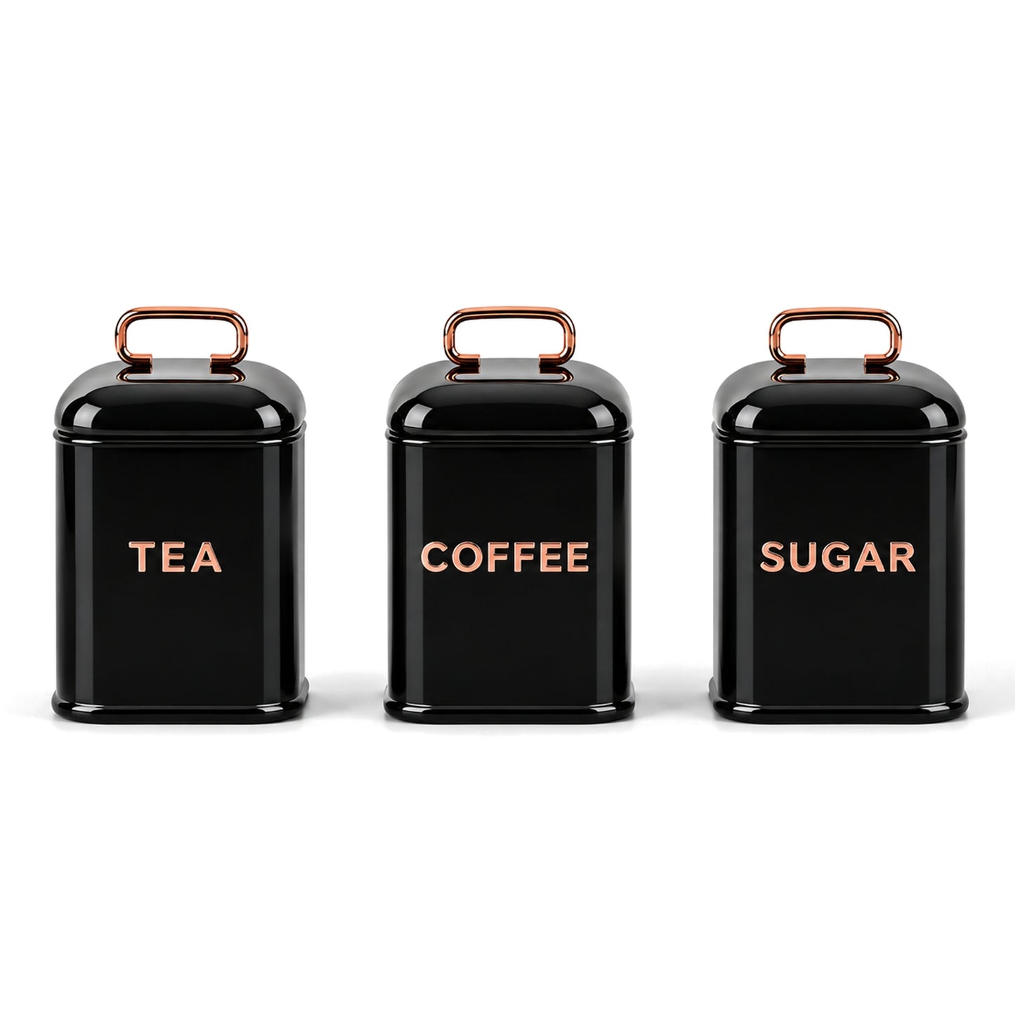 Black & Rose Gold 4-Piece Kitchen Storage Set