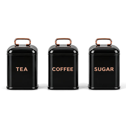 Black & Rose Gold 4-Piece Kitchen Storage Set