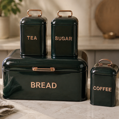 Black & Rose Gold 4-Piece Kitchen Storage Set