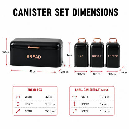 Black & Rose Gold 4-Piece Kitchen Storage Set