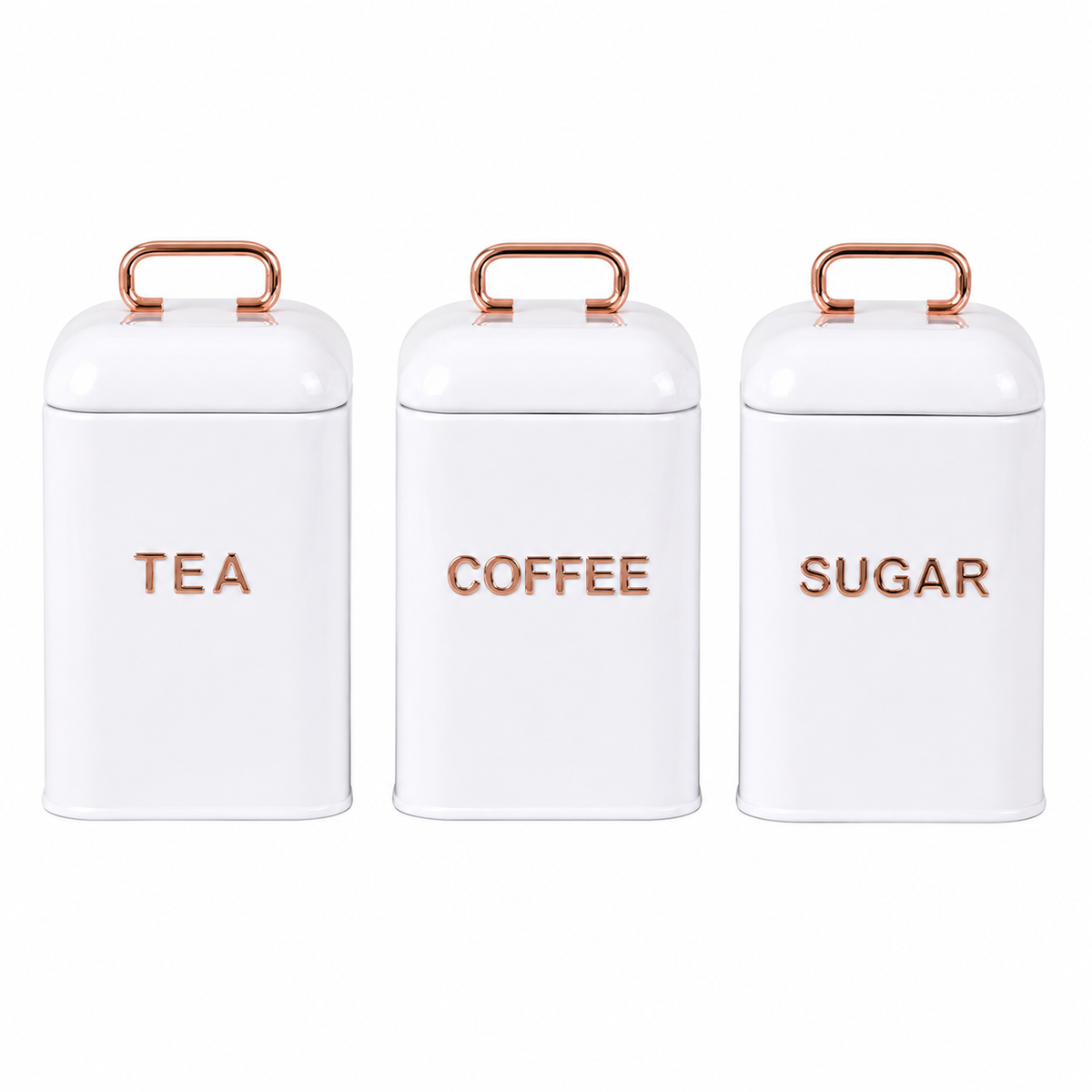 White 4 Piece Bread Bin & Canister Storage Set