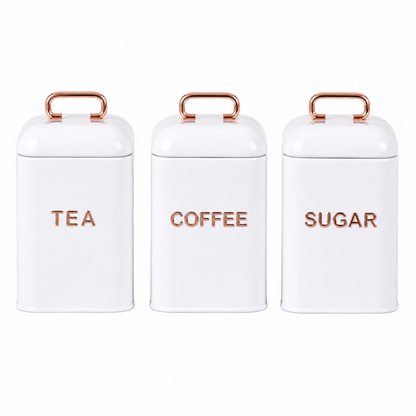 White 4 Piece Bread Bin & Canister Storage Set