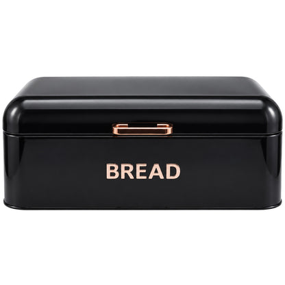 Black 4 Piece Bread Bin & Canister Storage Set