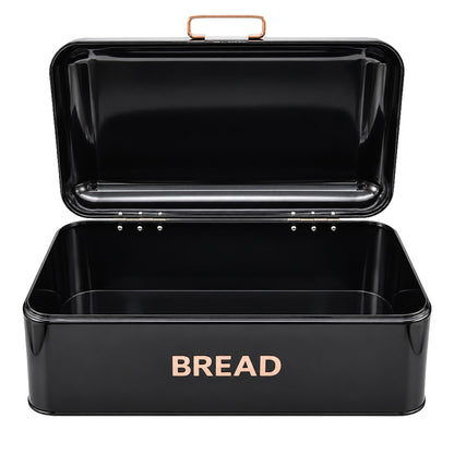 Black 4 Piece Bread Bin & Canister Storage Set
