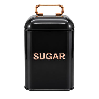 Black 4 Piece Bread Bin & Canister Storage Set