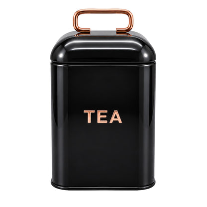Black 4 Piece Bread Bin & Canister Storage Set