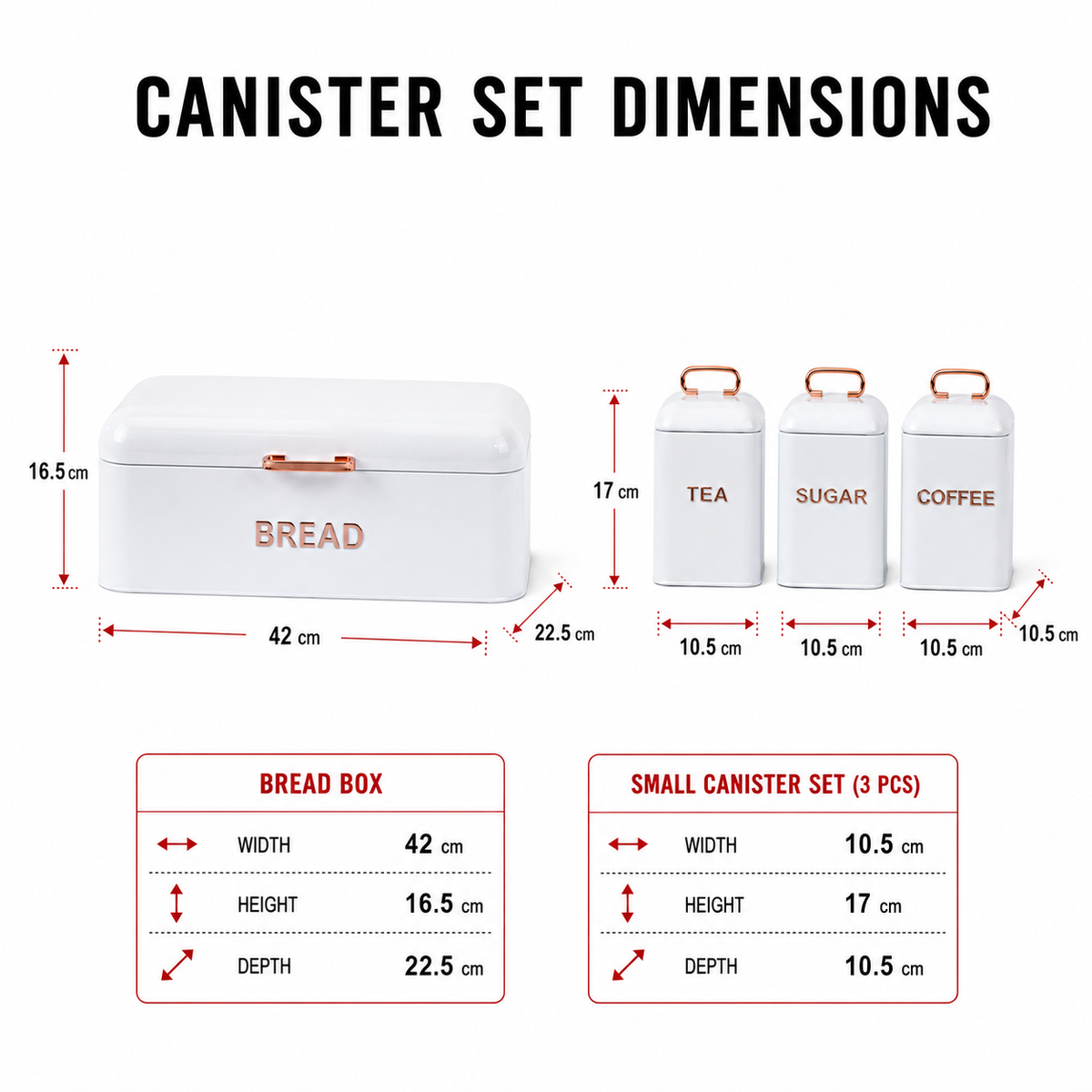 White 4 Piece Bread Bin & Canister Storage Set