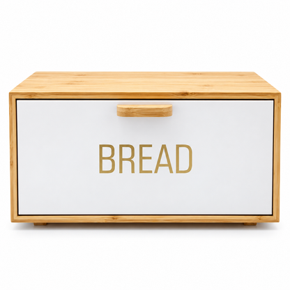 White Bamboo Metal Bread Bin & Canister Set