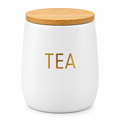 White Bamboo Metal Bread Bin & Canister Set
