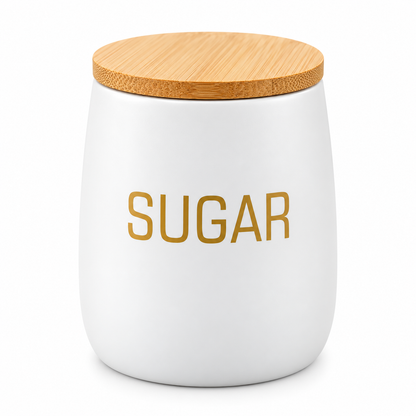 White Bamboo Metal Bread Bin & Canister Set