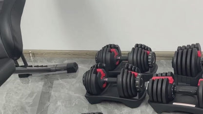 3-in-1 Adjustable Dumbbell Weights-Set (2 x 24kg)