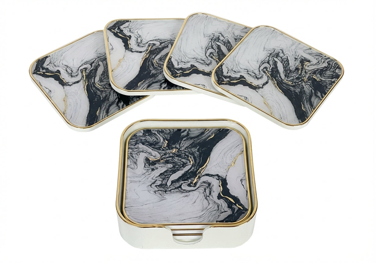 Set of 4 Square White Drink Coasters