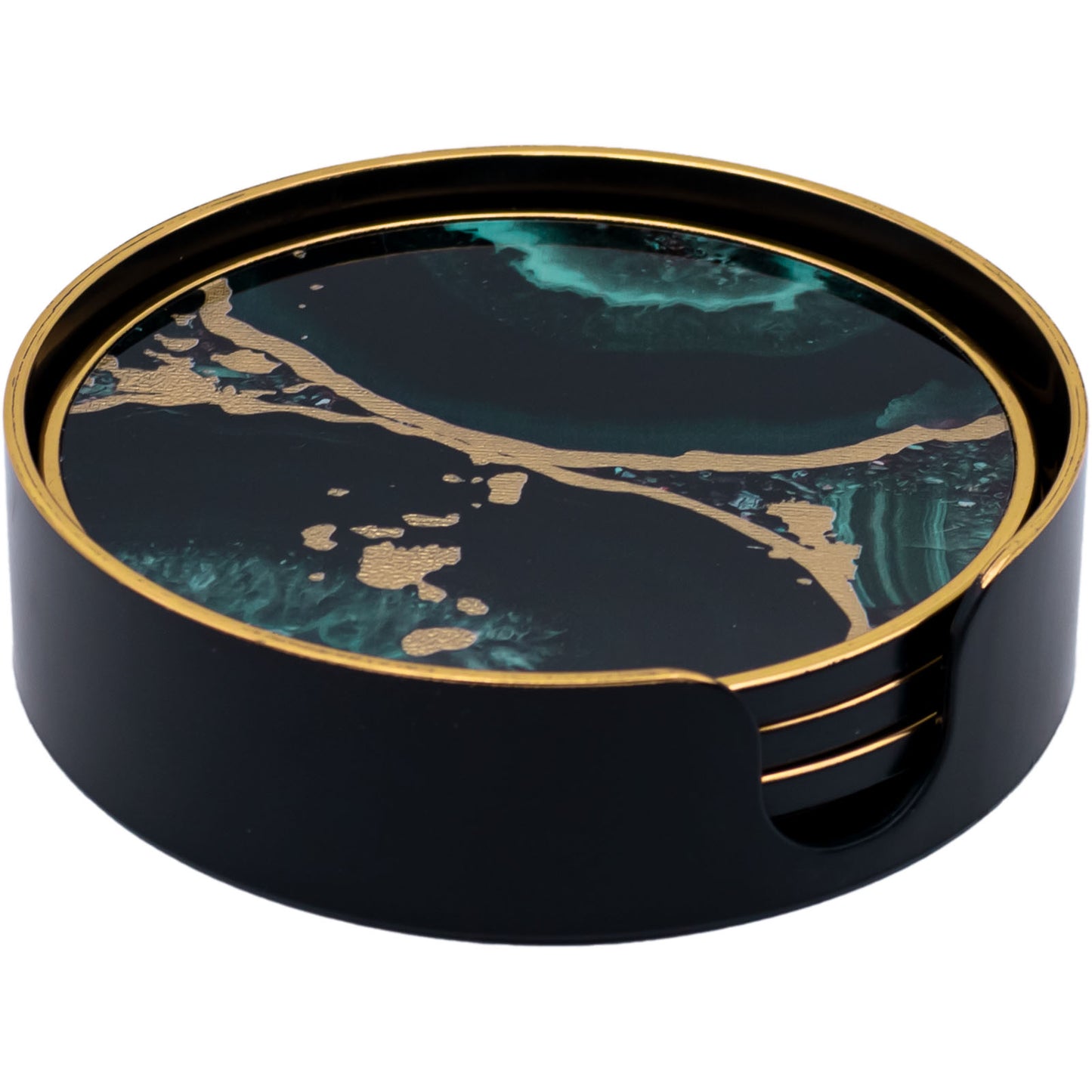 Set of 4 Black Round Drinks Coasters