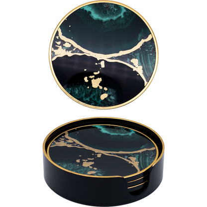 Set of 4 Black Round Drinks Coasters