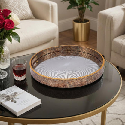 Round Sunburst Decorative Coffee Table Tray