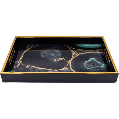 Black Rectangle Agate Theme Decor Tray