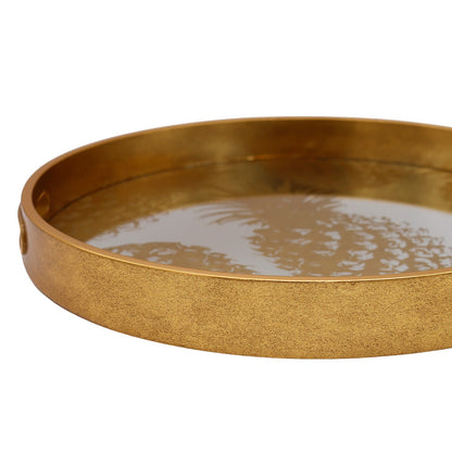 Gold round tray on a white background
