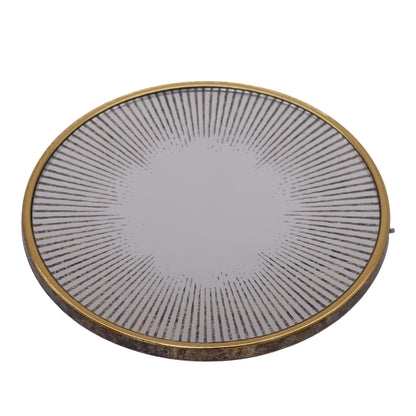 Retro Starburst Drink Coasters Set of 4 w/ Holder Gold Bronze Home Table Decor