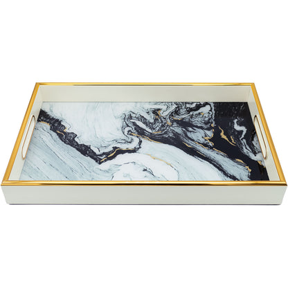 Rectangle White Tray and Drink Coasters Set