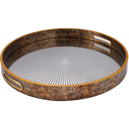 Round Sunburst Decorative Coffee Table Tray