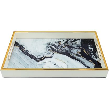 White Rectangle Drinks Candle Decor Tray