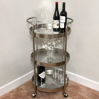 Silver Rustic 3-Tier Drinks Trolley