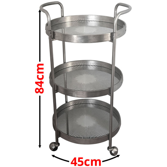 Silver drink trolley with measurement