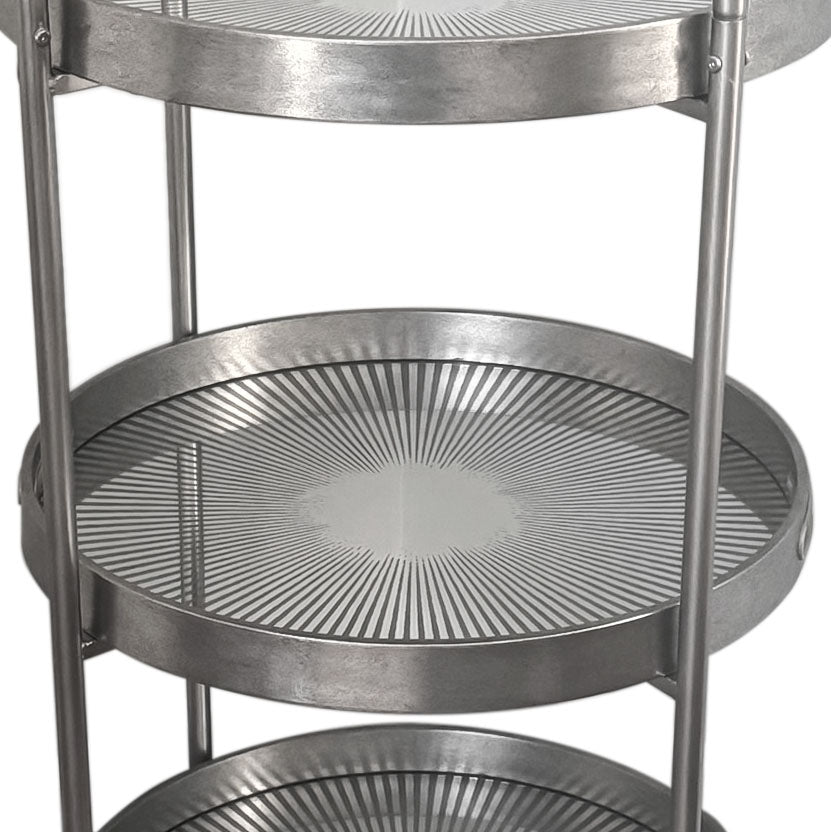 Silver Rustic 3-Tier Drinks Trolley