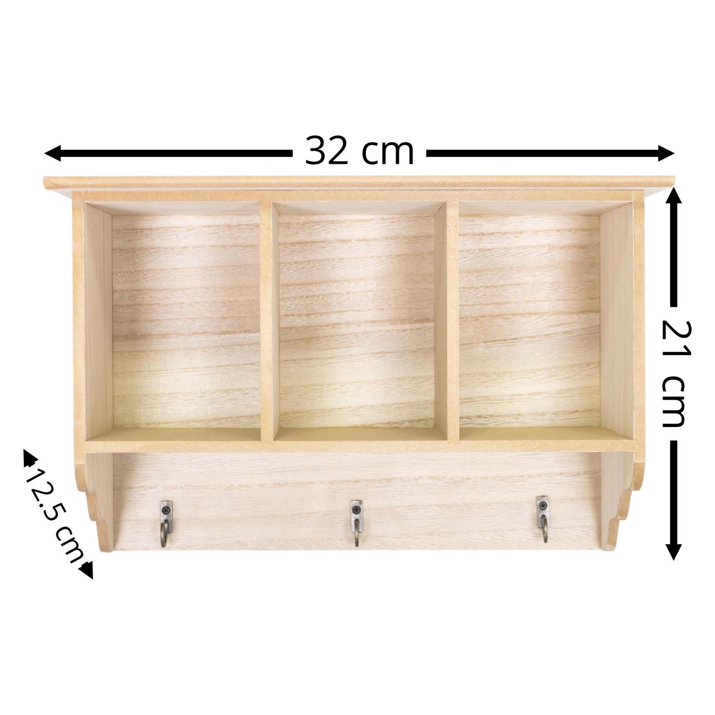 Hangable 3 Compartment Storage Boxes with 3 Hooks