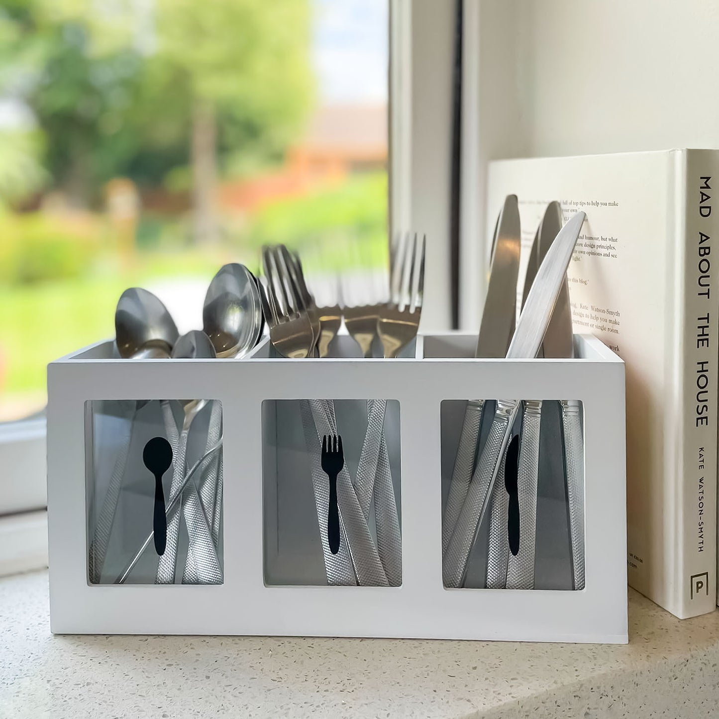 3 Compartment Cutlery Utensil Holder