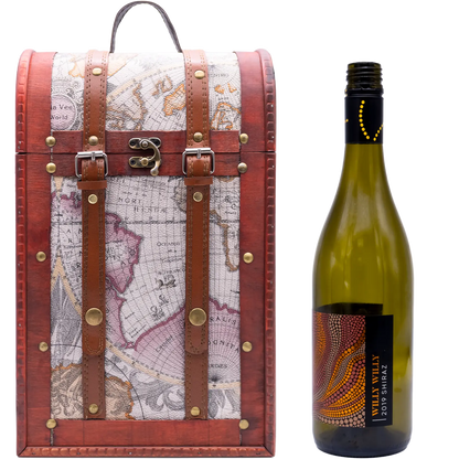 Dual Wine Bottle Holder Carrier, Ancient Greek Map