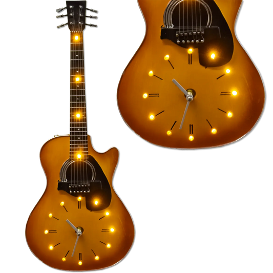 Retro LED Brown Les Paul Guitar Wall Clock