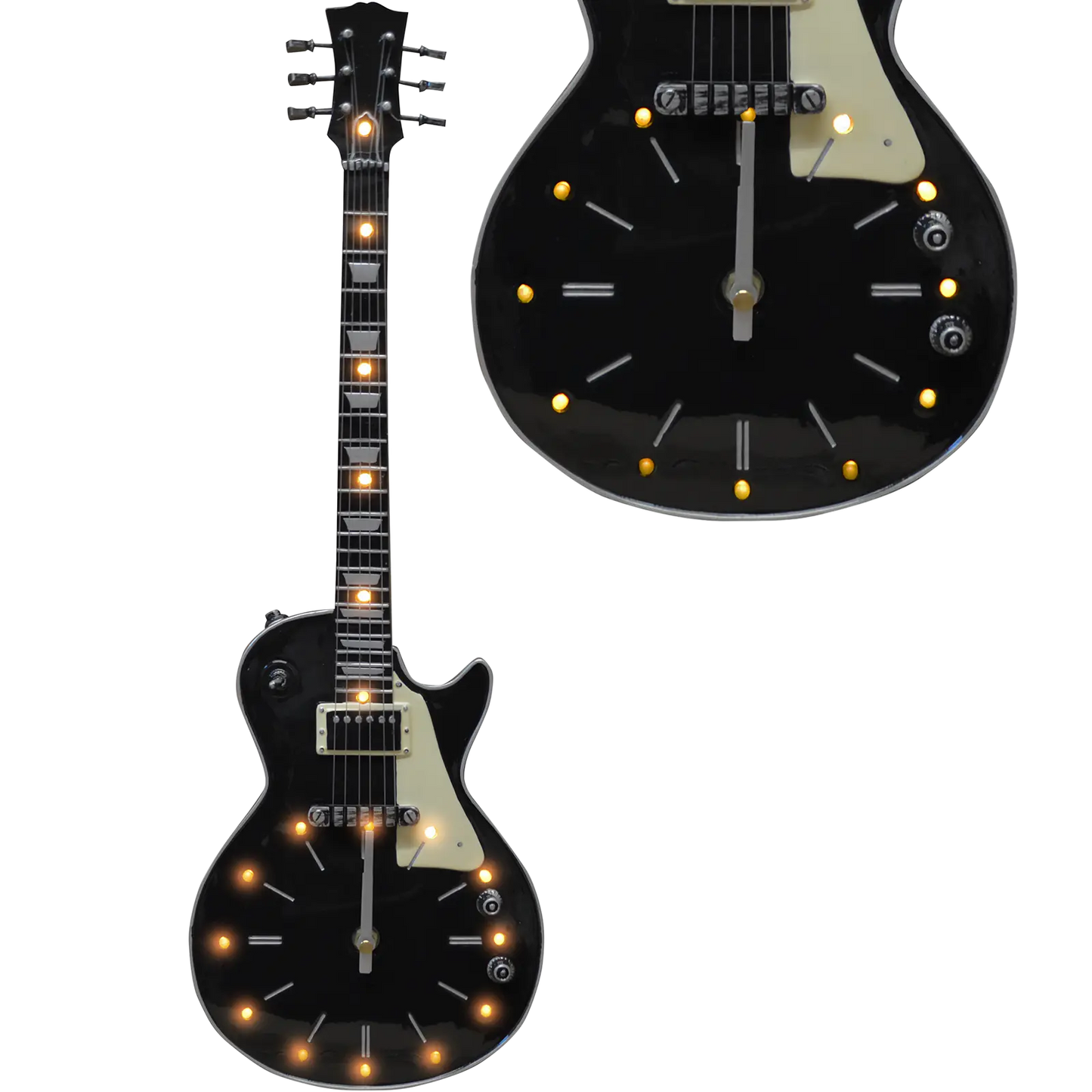 Retro LED Black Les Paul Guitar Wall Clock