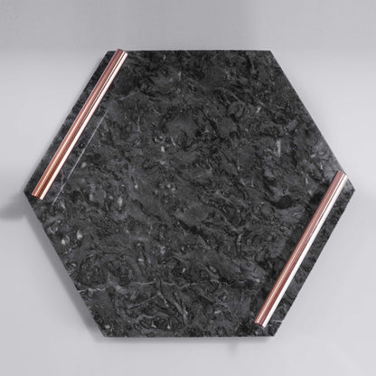 Hexagonal Black Marble Decorative Tray