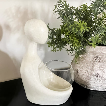 Tranquil Statuette With Glass Bowl