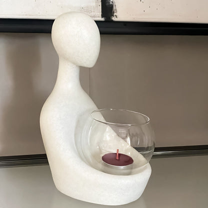Tranquil Statuette With Glass Bowl