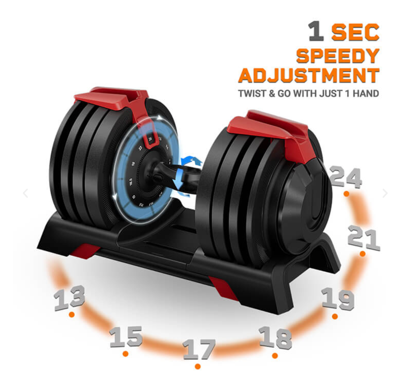 Quick Select Adjustable Dumbbell 3kg - 24kg